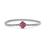 Zilveren bolletjes armband klavertje met zirkonia | sy-BL 015