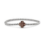 Zilveren bolletjes armband klavertje met zirkonia | sy-BL 015