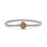 Zilveren bolletjes armband klavertje met zirkonia | sy-BL 015