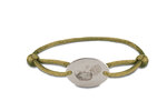 Zilveren schijf ovaal met satijnen koord | sy-BL 023