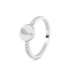 Ring met Zirkonia en ronde schijf voor gravure | sy-457 S