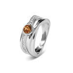Zilveren bredere as ring met Zirkonia  Cross-Over| sy-RG 007