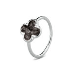 Zilveren gladde as ring klaver met Zirkonia | sy-RG 009