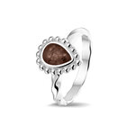 Zilveren gedraaide as ring met parelrand traanmodel | sy-RG 031