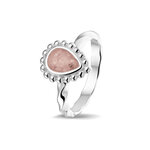 Zilveren gedraaide as ring met parelrand traanmodel | sy-RG 031