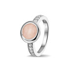 Zilveren gladde as ring  rond met Zirkonia | sy-RG 035