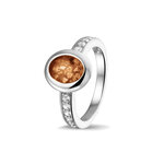Zilveren gladde as ring  ovaal met Zirkonia | sy-RG 036