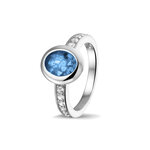 Zilveren gladde as ring  ovaal met Zirkonia | sy-RG 036