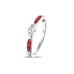 Zilveren as ring  Solitair met Zirkonia en 2 as ruimtes | sy-RG 043