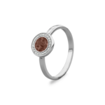 Zilveren as zegelring met schijf en Zirkonia | sy-RG 056