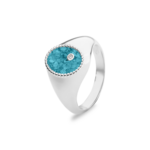 Zilveren as ring model ovaal met diamant | sy-RG 072