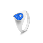 Zilveren as ring model traan met diamant | sy-RG 073