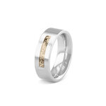 Stalen as ring 8 mm met 1 bredere streep | sy-RS 006 Steel