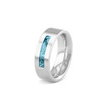 Stalen as ring 8 mm met 1 bredere streep | sy-RS 006 Steel