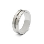 Stalen as ring 6 mm met smalle strepen en Zirkonia | sy-RS 007 Steel