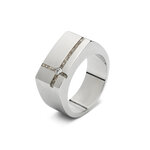 Stalen as ring 10 mm met kruis en Zirkonia| sy-RS 011 Steel