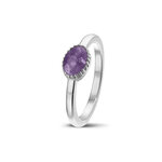 Zilveren as kroonring model traan ovaal | sy-RWS 001