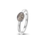 Zilveren as kroonring model traan ovaal | sy-RWS 001