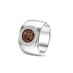 Zilveren as ring breed model rond met Zirkonia | sy-RWS 007