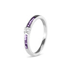 Zilveren as ring  Solitair met Zirkonia en 2 as ruimtes | sy-RWS 013