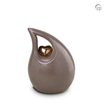Keramische urn Mastaba bruin met hartje Medium | fp-KU 006 M