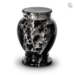 Klassieke natuurstenen urn met karakter in zwart met wit | fp-SU 6781