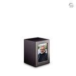 Persoonlijke handgemaakte houten MDF urn met foto zwart medium| fp-MPG 003 M