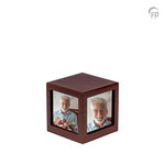 Persoonlijke handgemaakte houten MDF urn met foto's donkerbruin groot| fp-MPG 006 L