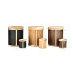 Handgemaakte houten grote urn | mk-Crossover zwart leer en  eiken groot