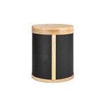 Handgemaakte houten grote urn | mk-Crossover zwart leer en  eiken groot