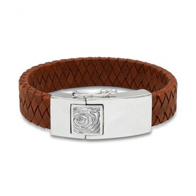 Zilveren armband vingerafdruk lederen bandje | sy-BG 011 F