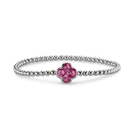Zilveren bolletjes armband klavertje met zirkonia | sy-BL 015