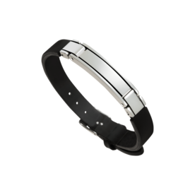Plaatarmband met leren band en asruimte | tw-409