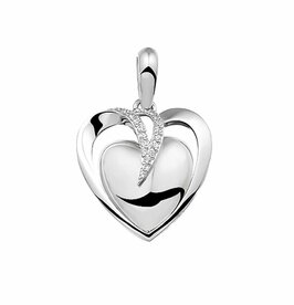 Double Heart Gem Pendant Zilver | sy-110 S