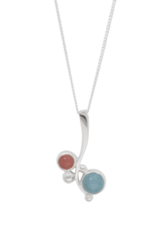 Ashanger in zilver met aquamarijn en guave kwarts | tw-812