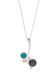 Ashanger in zilver met maansteen en amazoniet | tw-813