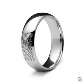 Zilveren ring glanzend Atlantis Memorials  met vingerafdruk 6 mm | fp-RF 01.6