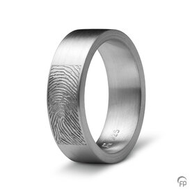 Zilveren ring mat Atlantis Memorials  met vingerafdruk 6 mm | fp-RF 03.6M