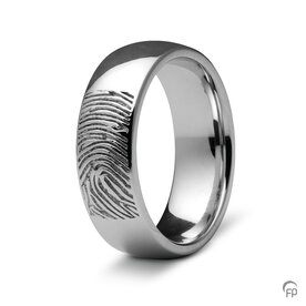 Zilveren ring glanzend Atlantis Memorials  met vingerafdruk 7 mm | fp-RF 04.7