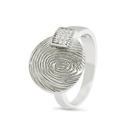 Ring met ronde schijf  vingerafdruk en zirkonia | sy-413 S