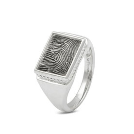 Rechthoekige ring van zilver met vingerafdruk Twist | sy-451 S