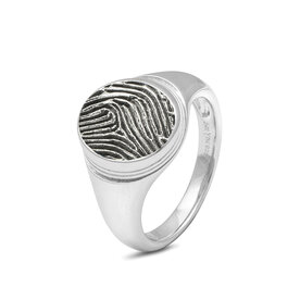Ovale ring van zilver met vingerafdruk Stripe | sy-452 S