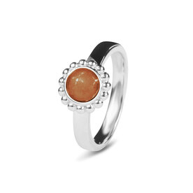 Zilveren as ring met parelrand  rond | sy-RG 018