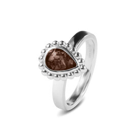 Zilveren as ring met parelrand traanmodel | sy-RG 020
