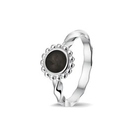 Zilveren gedraaide as ring met parelrand  rond | sy-RG 030