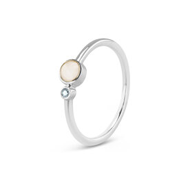 Zilveren as ring enkel met geboortesteen  | sy-RG 047
