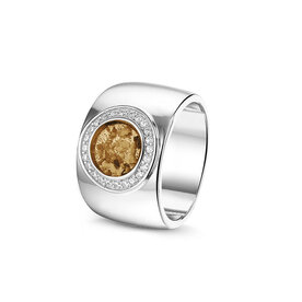 Zilveren as ring breed model rond met Zirkonia | sy-RWS 007