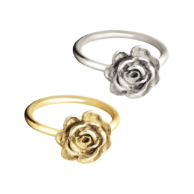 Zilveren elegante asring met bloem - roos ontwerp| tw-551