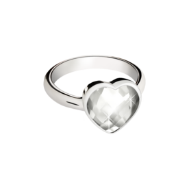 Zilveren elegante asring met hartvormig bergkristal | tw-570