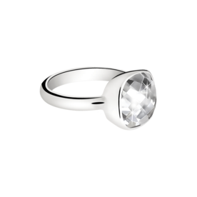 Zilveren elegante asring met kussenvormig bergkristal | tw-572